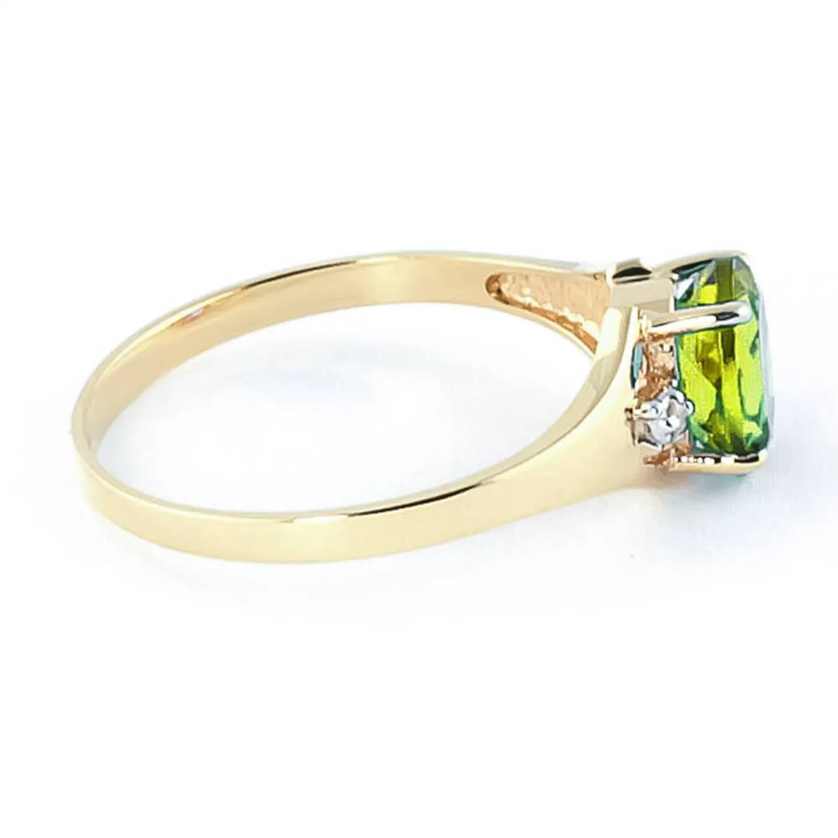 0.76 Carat 14K Solid Yellow Gold Motions Of Love Peridot Diamond Ring