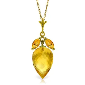 10 Carat 14K Solid Yellow Gold Necklace Marquis Pointy Briolette Citrine