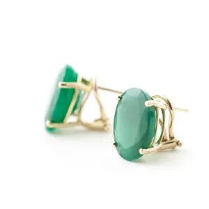 13 Carat 14K Solid Yellow Gold French Clips Earrings Natural Emerald