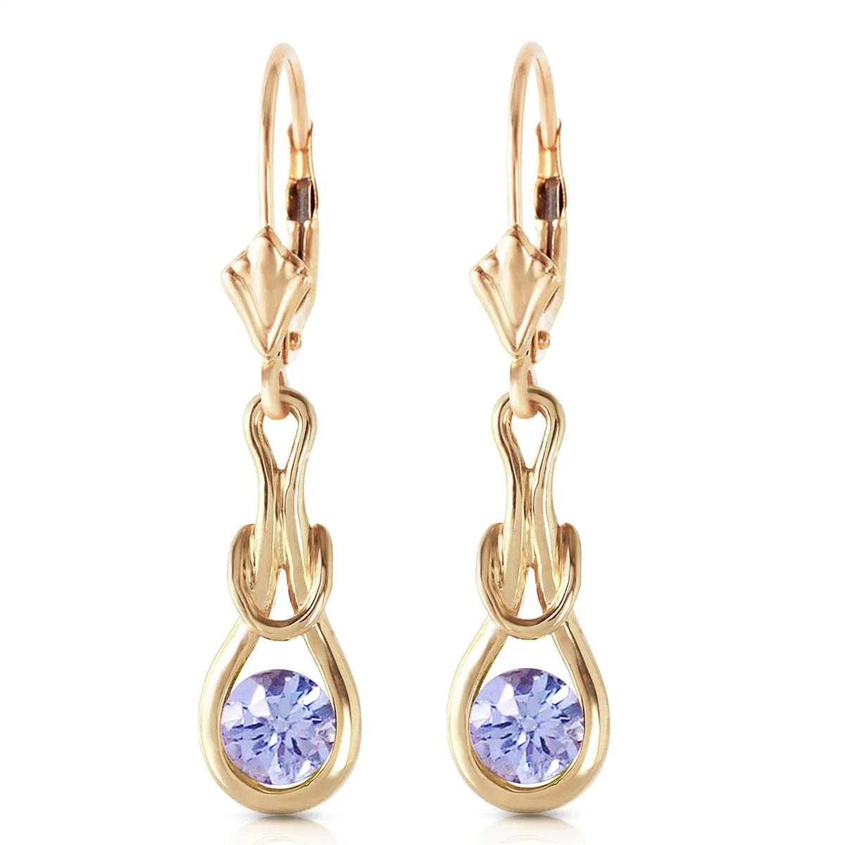 1.3 Carat 14K Solid Yellow Gold Leverback Earrings Natural Tanzanite