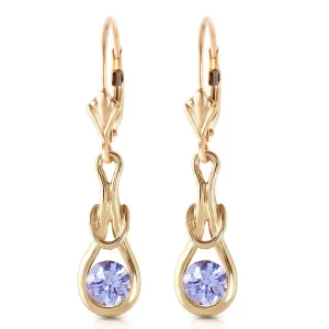 1.3 Carat 14K Solid Yellow Gold Leverback Earrings Natural Tanzanite