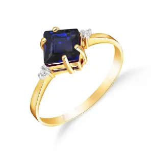 1.46 Carat 14K Solid Yellow Gold Ring Diamond Sapphire