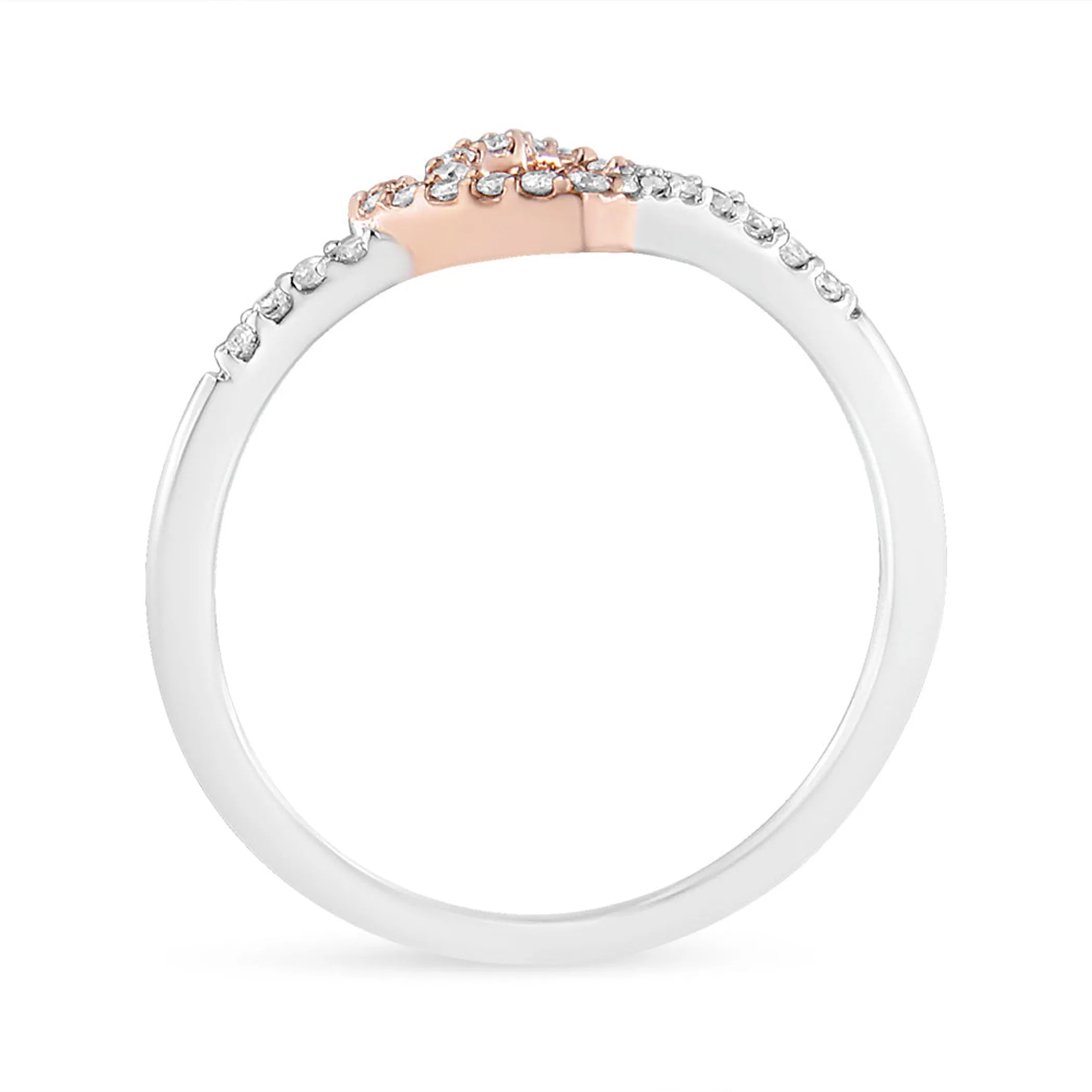 14K Rose Gold Plated and White .925 Sterling Silver 1/5 Cttw Round-Cut Diamond Open Heart Promise Ring (I-J Color, I2-I3 Clarity)