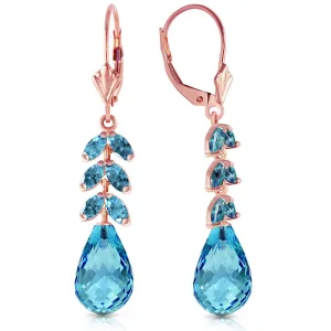 14K Solid Rose Gold Leverback Earrings Blue Topaz Series Classic