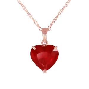 14K Solid Rose Gold Necklace w/ Natural 10mm Heart Ruby