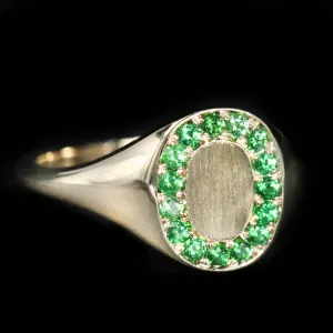 14K Yellow Gold Tsavorite Garnet Signet Ring