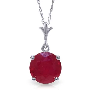 2.25 Carat 14K Solid White Gold Trimmings Of Love Ruby Necklace