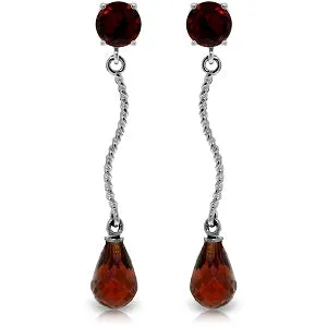 4.3 Carat 14K Solid White Gold Danglings Earrings Natural Garnet