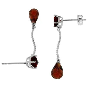 4.3 Carat 14K Solid White Gold Danglings Earrings Natural Garnet