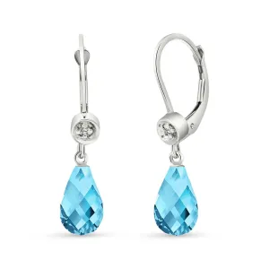 4.53 Carat 14K Solid White Gold Bundle Of Love Blue Topaz Diamond Earrings