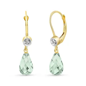 4.53 Carat 14K Solid Yellow Gold Smiles Green Amethyst Earrings