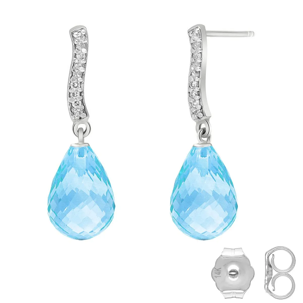 4.78 Carat 14K Solid White Gold No Causes Love Blue Topaz Diamond Earrings