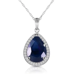 5.26 Carat 14K Solid White Gold Capricious Sapphire Diamond Necklace