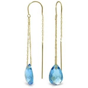 6 Carat 14K Solid Yellow Gold No Apologies Blue Topaz Earrings