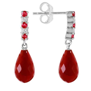 6.9 Carat 14K Solid White Gold Diamond Ruby Earrings Dangling Briolette Ru