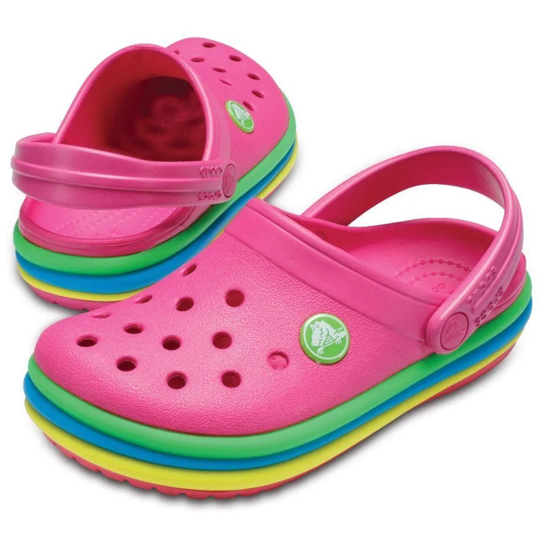 Authentic Crocs Crocband Rainbow Band Clog - Paradise Pink