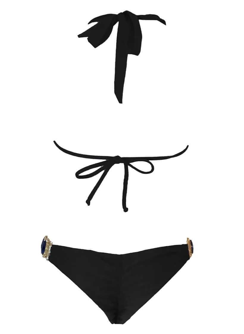 Black Tina Halter Top & Skimpy Bottom