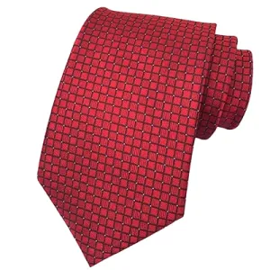 Classy Men Classic Red Mini Check Silk Tie