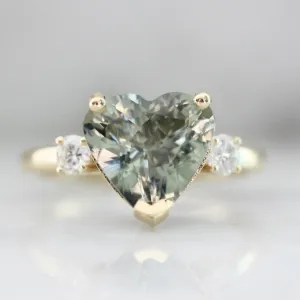 Coquette Light Green Heart Cut Tourmaline Ring