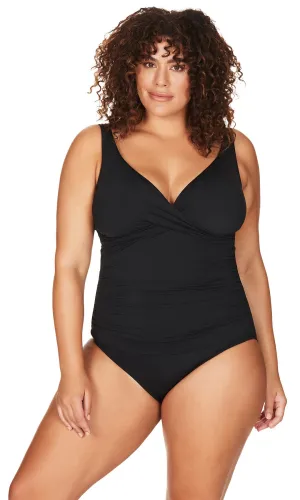 Cross Front One Piece Hues Black Delacroix, Multifit D Cup to G Cup