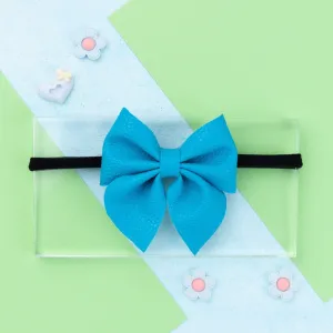 Faux Leather Sailor Bow Headband- Blue