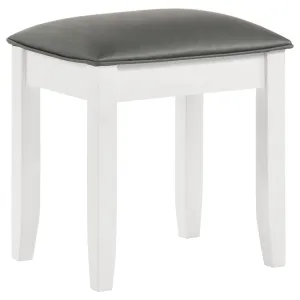 Felicity Upholstered Vanity Stool Metallic and Glossy White