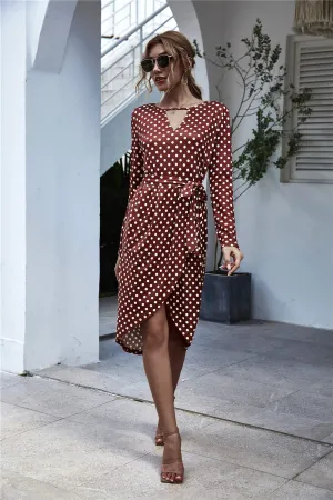 Floral Print Cross V Neck Dress Bohemian Flowy Long Dresses