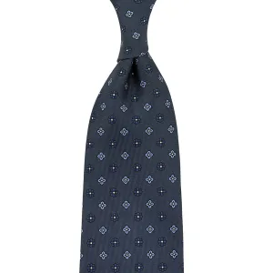 Floral Printed Silk Tie - Shadow Grey - Hand-Rolled