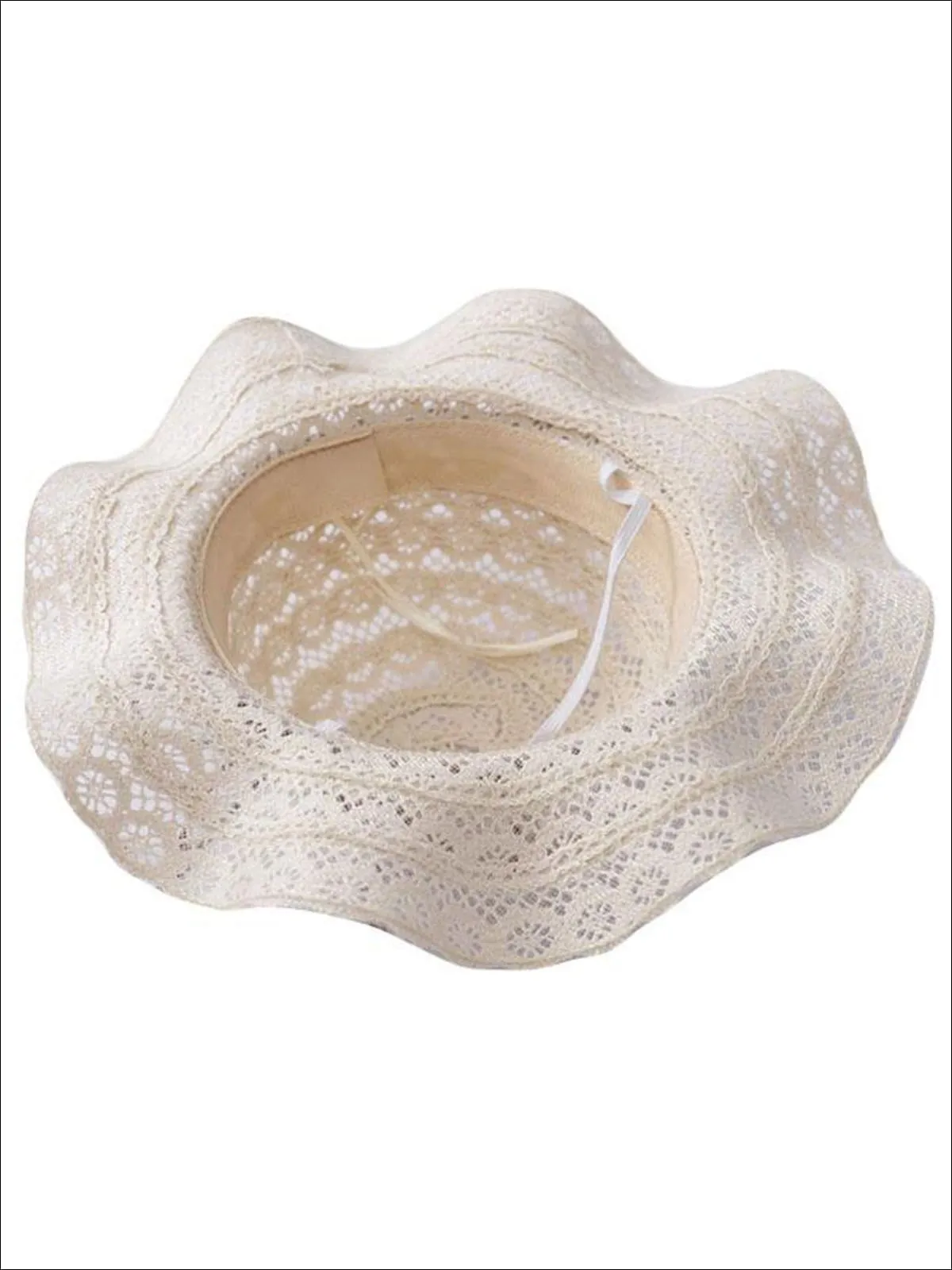 Girls Boho Floppy Straw Hat With Pearl Embellishment