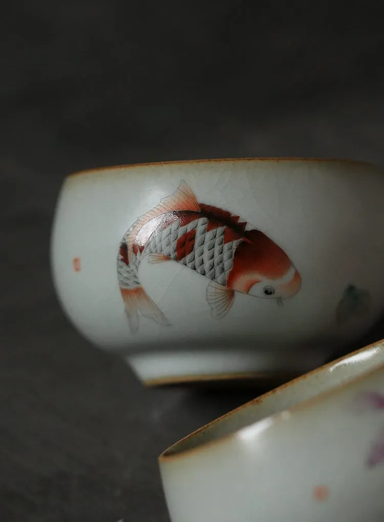 Gohobi A set of 2 Hand-painted Koi Fish Cups