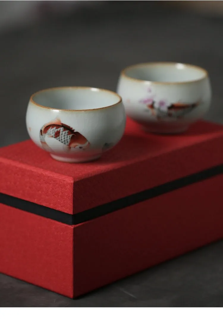 Gohobi A set of 2 Hand-painted Koi Fish Cups