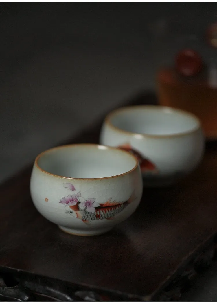 Gohobi A set of 2 Hand-painted Koi Fish Cups