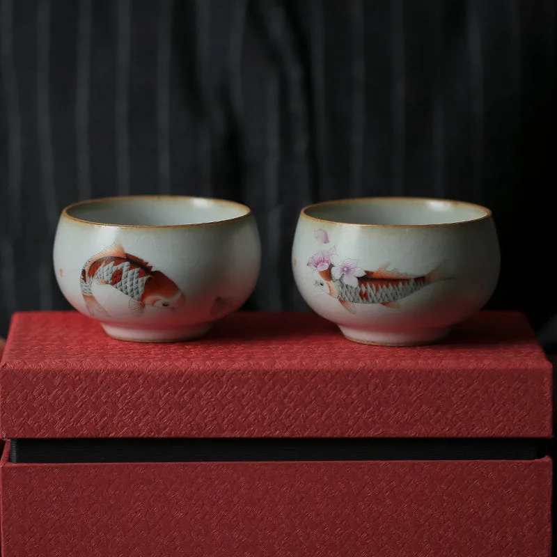 Gohobi A set of 2 Hand-painted Koi Fish Cups