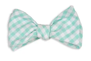 High Cotton Aqua Seersucker Check Bow Tie