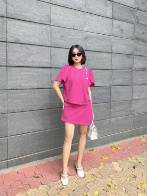 Jinni Full Set Pink Linen - Gu Fashion | Vietnam Fashion