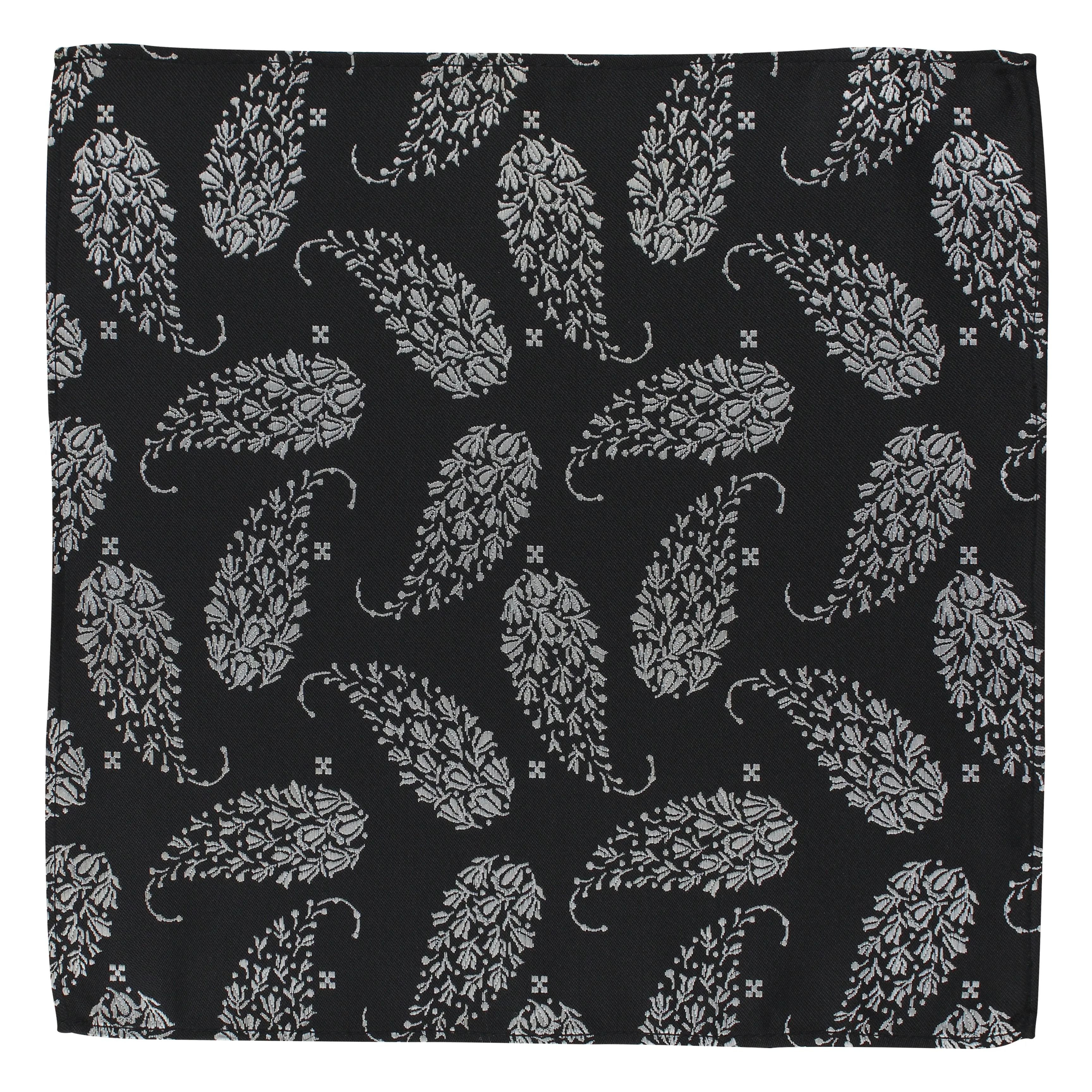 Kovove The Twining Paisley Black Pocket Square For Men