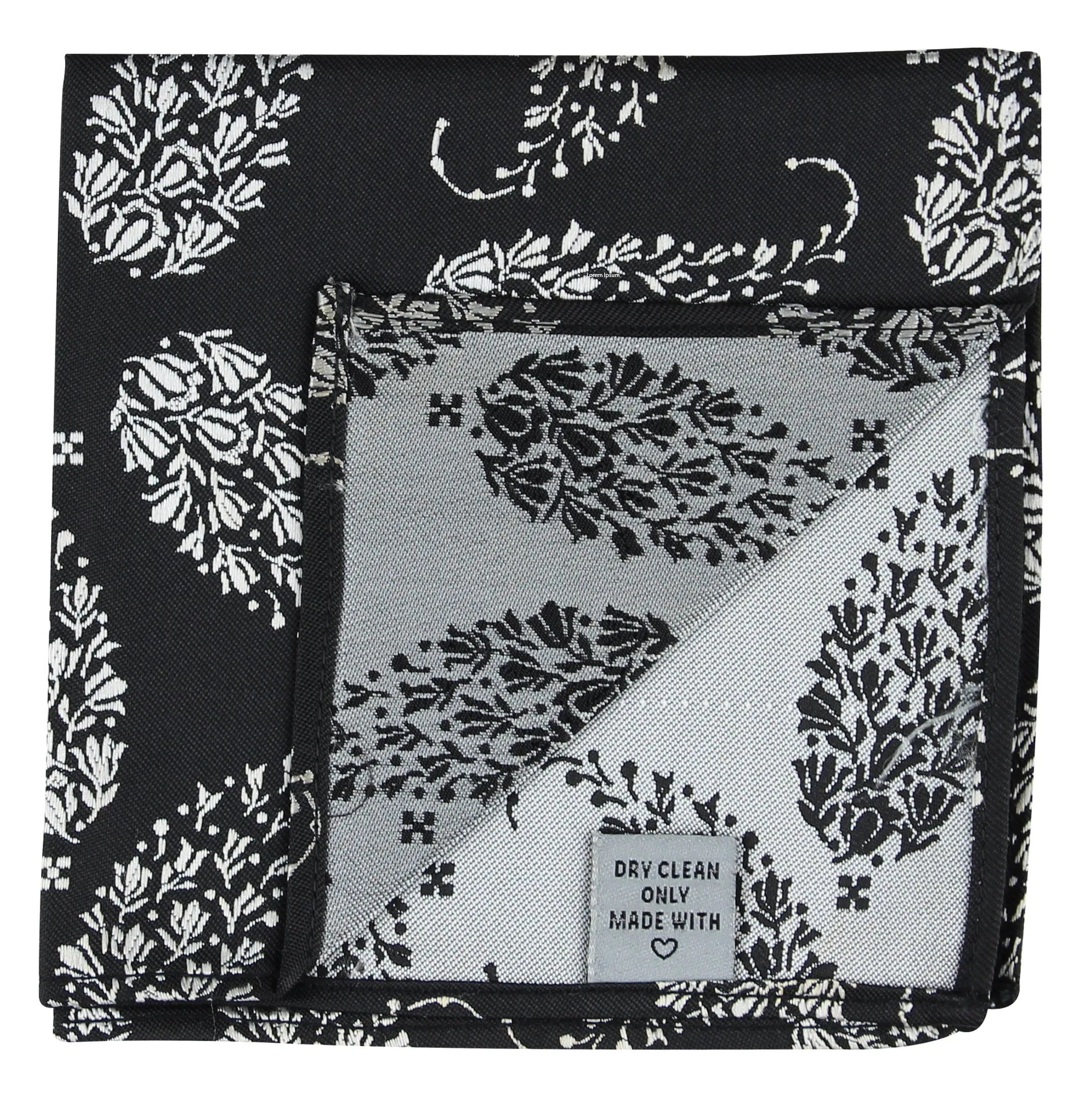 Kovove The Twining Paisley Black Pocket Square For Men