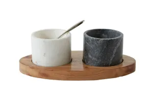 MARBLE BOWLS WITH MANGO WOOD TRAY