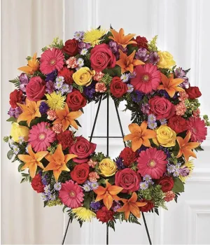 Multicolor Bright Circle Funeral Wreath