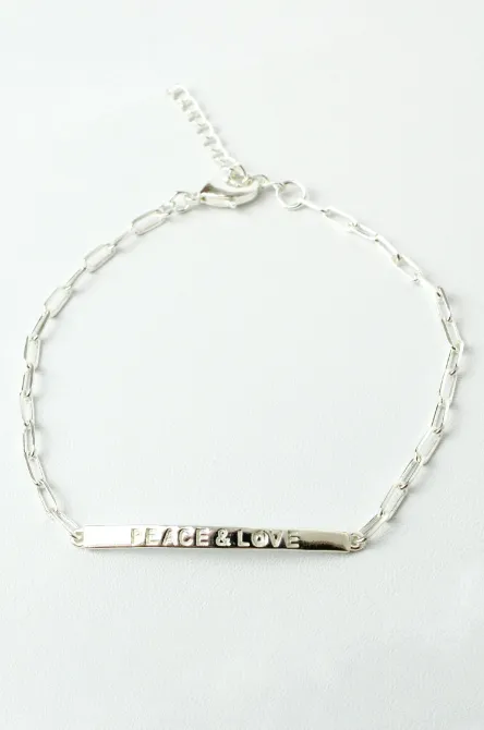 Peace & Love Bar Bracelet