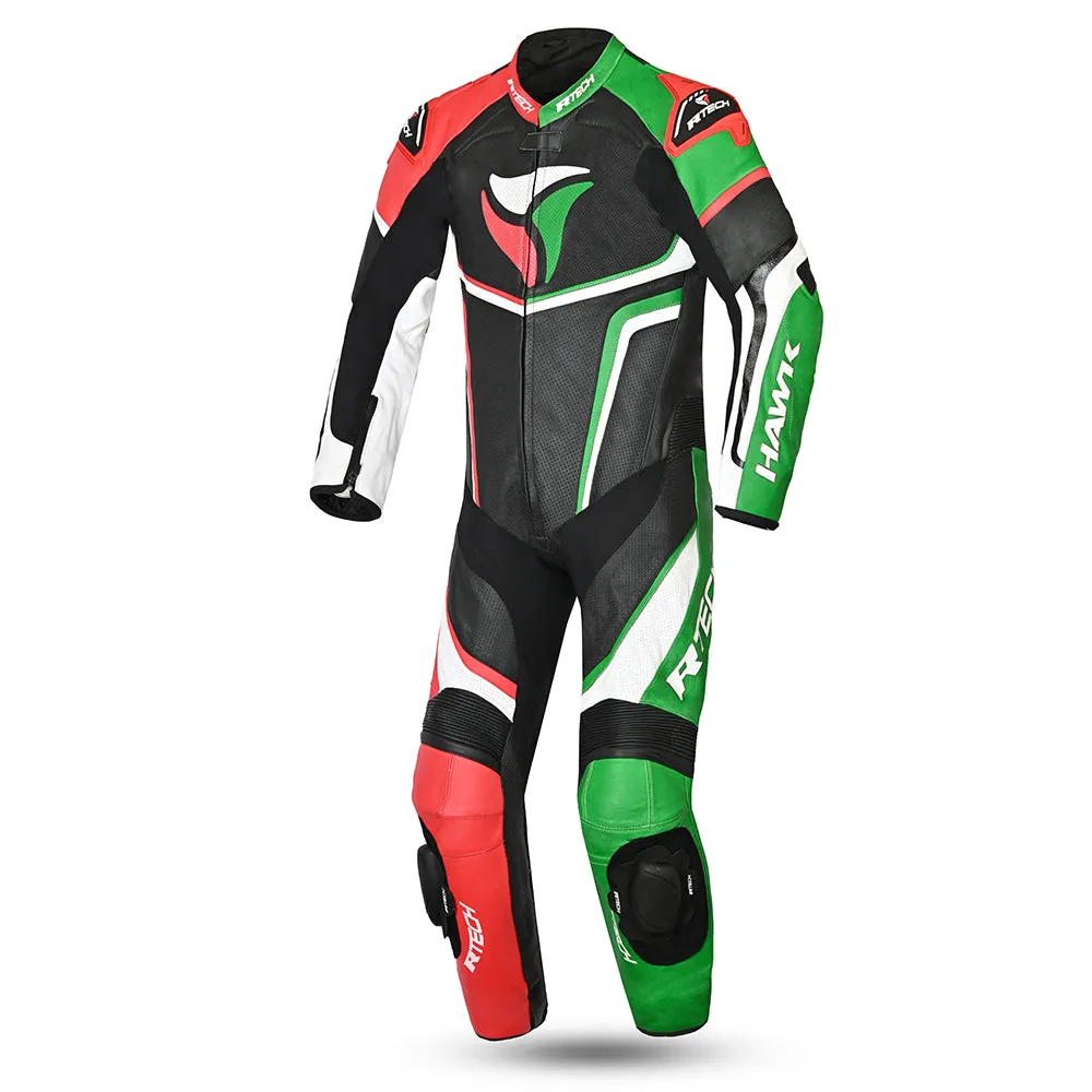 R Tech Hawk 1PC Motorcycle Racing Suit Green Black Red White