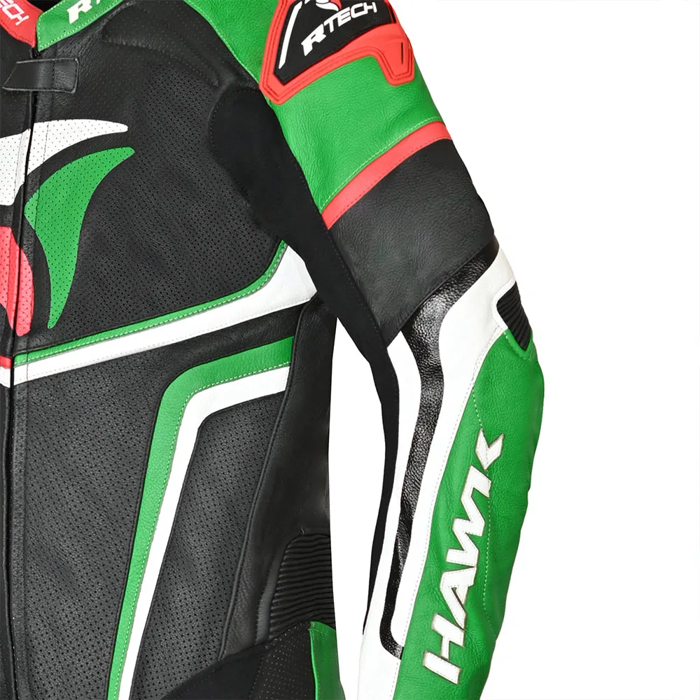 R Tech Hawk 1PC Motorcycle Racing Suit Green Black Red White