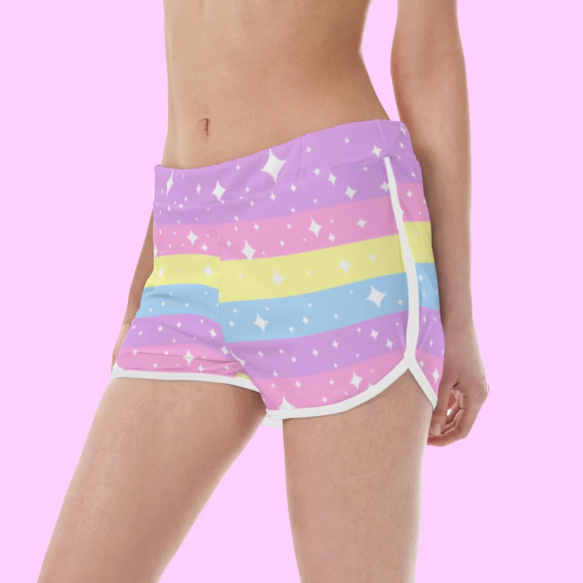 Rainbow Ribbon Women's Sporty Shorts