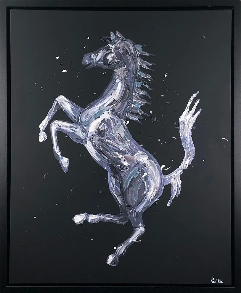 Rampante Cavallo Black Hand Embellished Canvas by Paul Oz