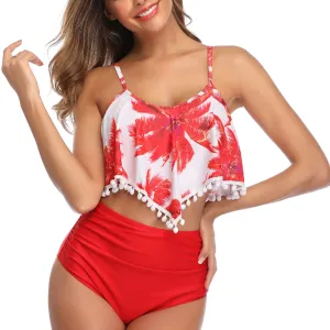 Red Palm Tree Tankini Set