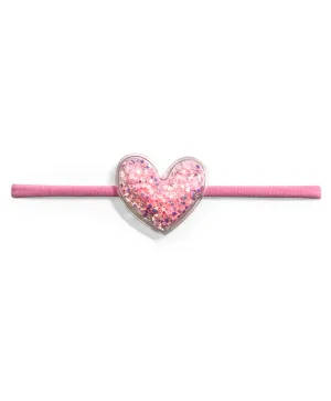 Sequined Heart Headband - Light Pink