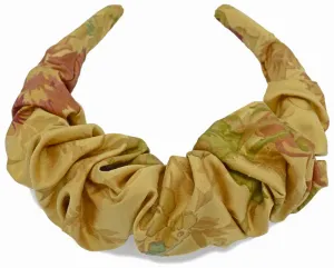 Vintage hand-printed floral silk - gathered crown headband